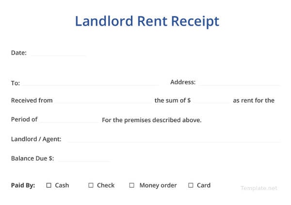 landlord rent receipt template