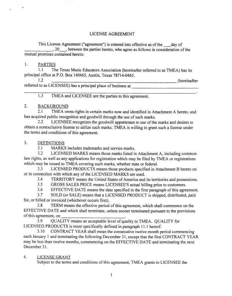 of license contract sample Agreement Free  8  Trademark  License Templates  PDF