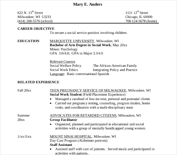 10+ Social Worker Resume Templates - PDF, DOC