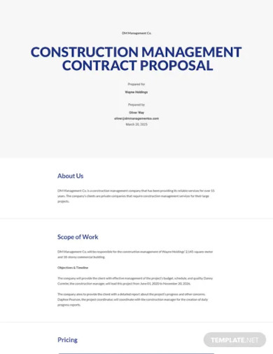 management contract proposal template