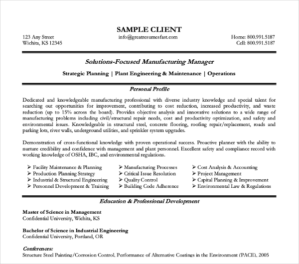 10+ Manager Curriculum Vitae Templates - PDF, DOC