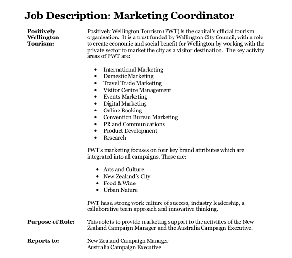17+ Marketing Job Description Templates PDF, DOC
