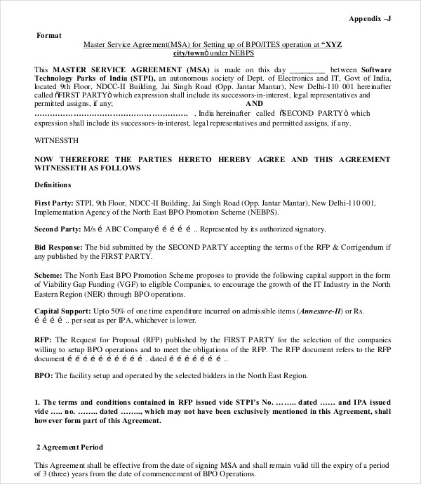 15 Master Services Agreement Templates PDF DOC Apple Pages