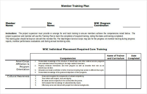 member development team training plan