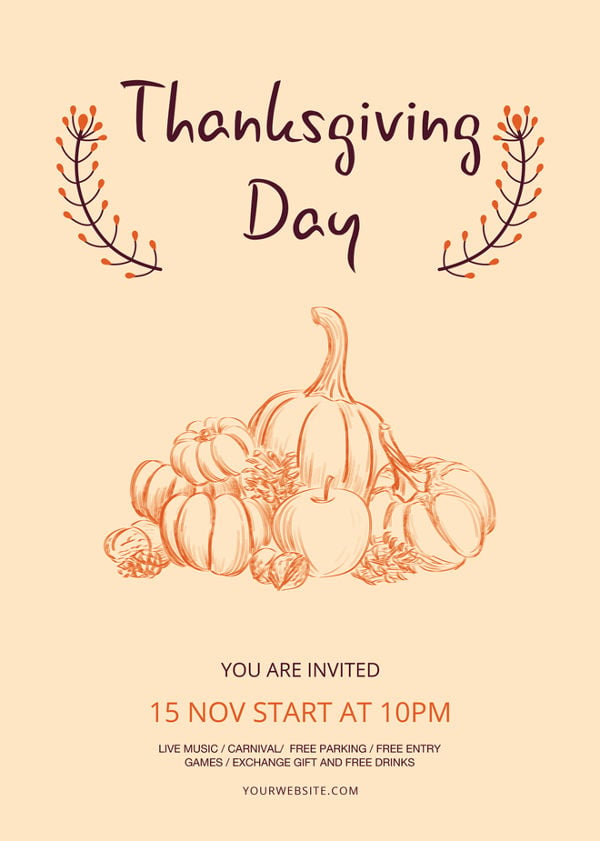 minimal thanksgiving flyer template