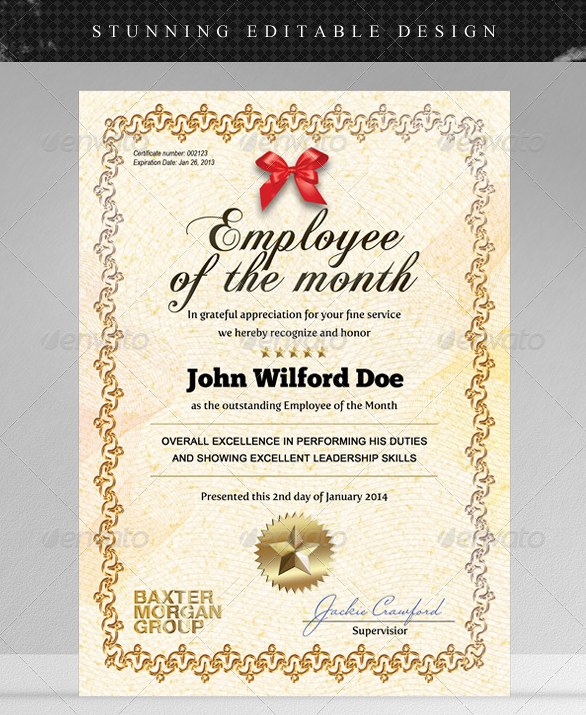 Employee Of The Month Certificate Template Word from images.template.net