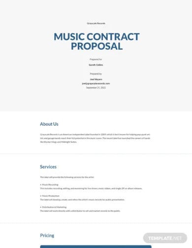 music contract proposal template