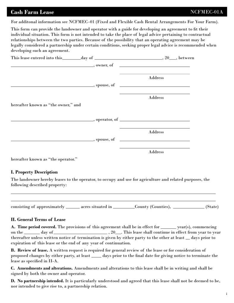 Printable Farm Lease Agreement