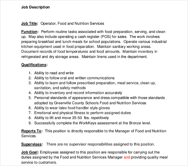 10+ Nutritionist Job Description Templates PDF, DOC