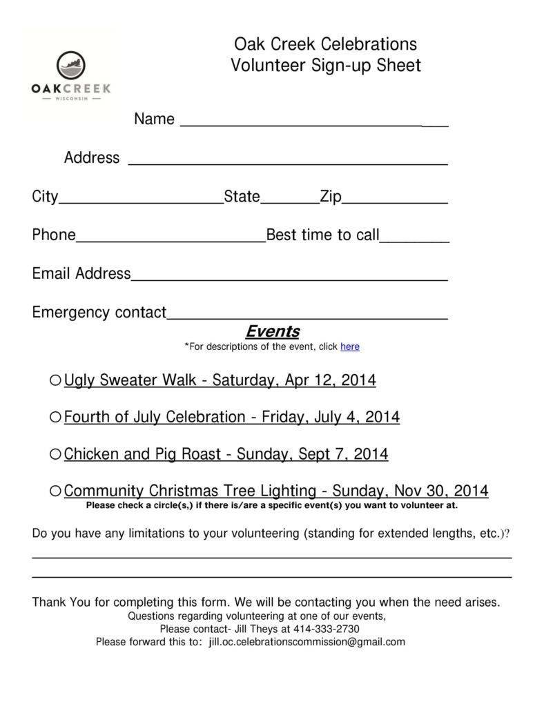 12+ Volunteer SignUp Sheet Templates PDF