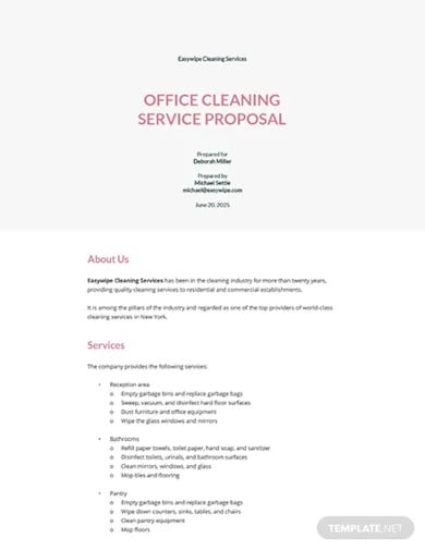 office cleaning service proposal template
