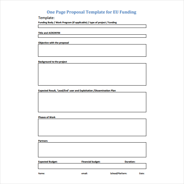 12+ How to Write a OnePage Proposals Templates PDF, Word
