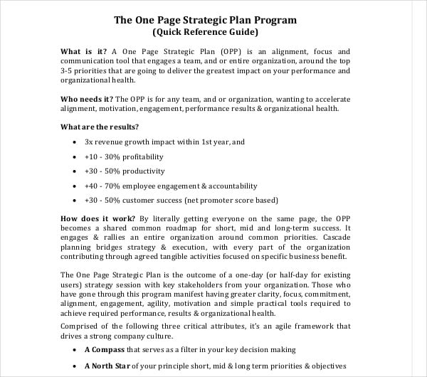 one-page-strategic-plan-program