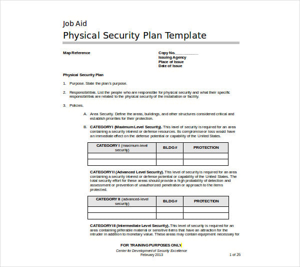 physical security plan templat