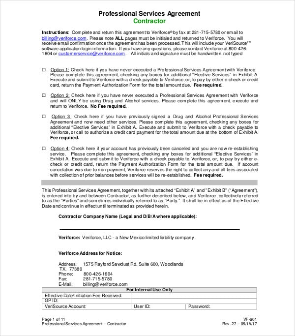 Professional Services Agreement Template Word