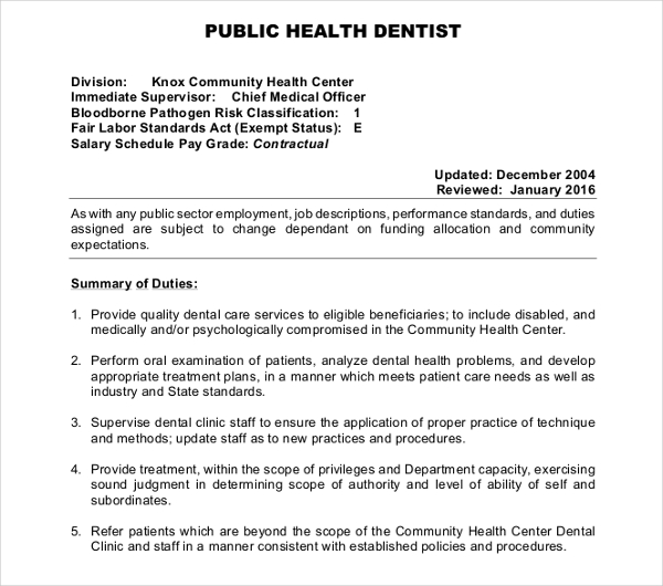 10+ Sample Dentist Job Description Templates PDF, DOC