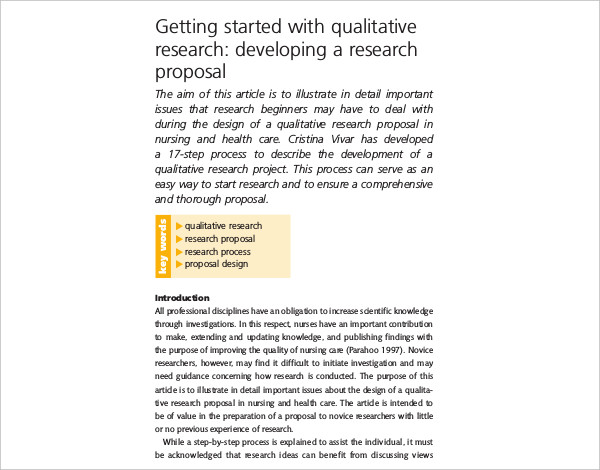 qualitative research developing proposal