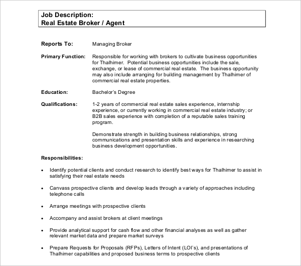 15+ FREE Real Estate Job Description Templates PDF, DOC