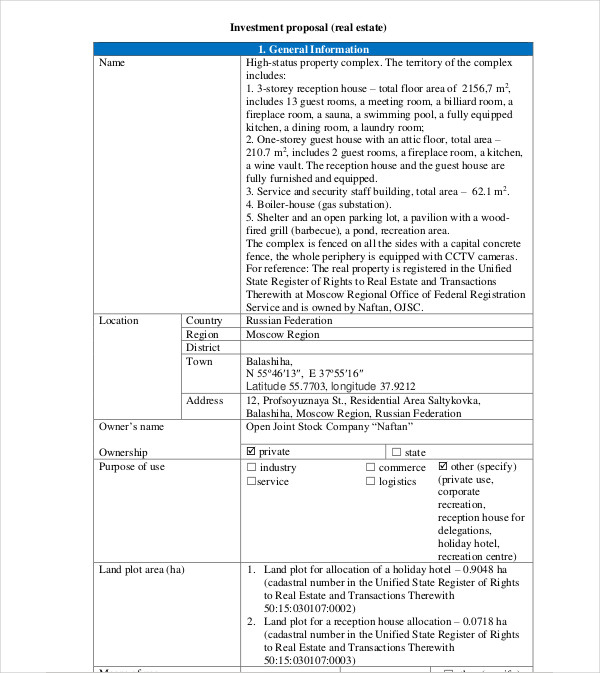 11 Real Estate Investment Proposal Templates PDF Word