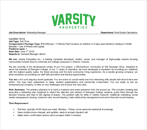 15+ FREE Real Estate Job Description Templates PDF, DOC