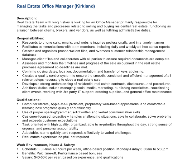 8+ Office Manager Resume Templates PDF, DOC