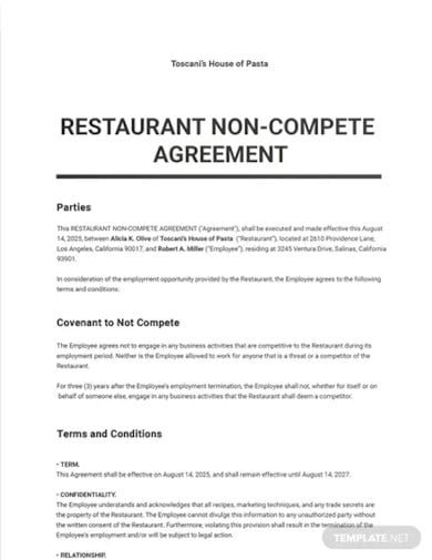 restaurant-non-compete-agreement-template