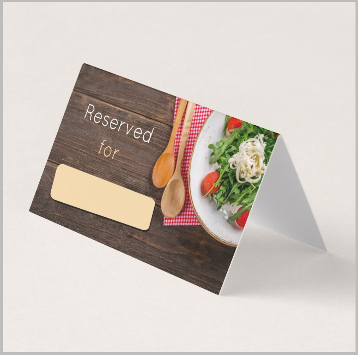 salad restaurant name place card template