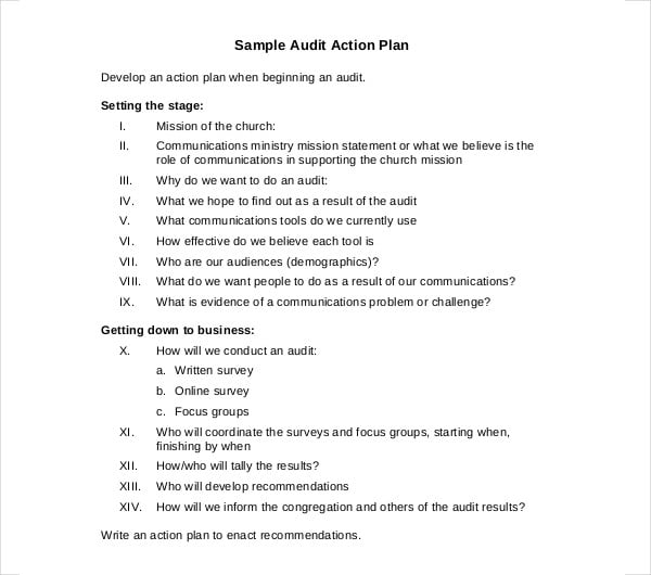 sample audit action plan