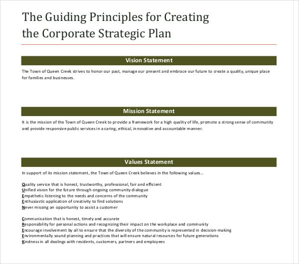 sample corporate strategic plan