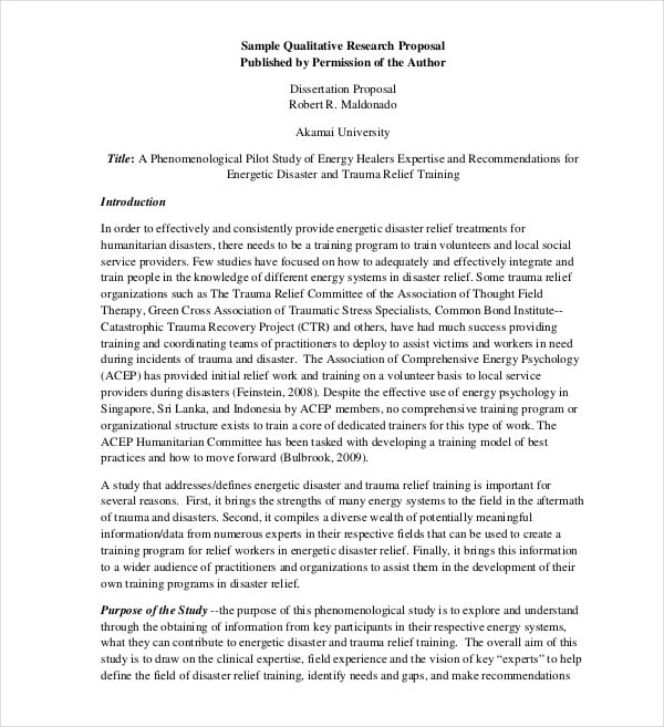 7 Qualitative Research Proposal Template Pdf Word Free Premium Templates Phenomenological Dissertation 