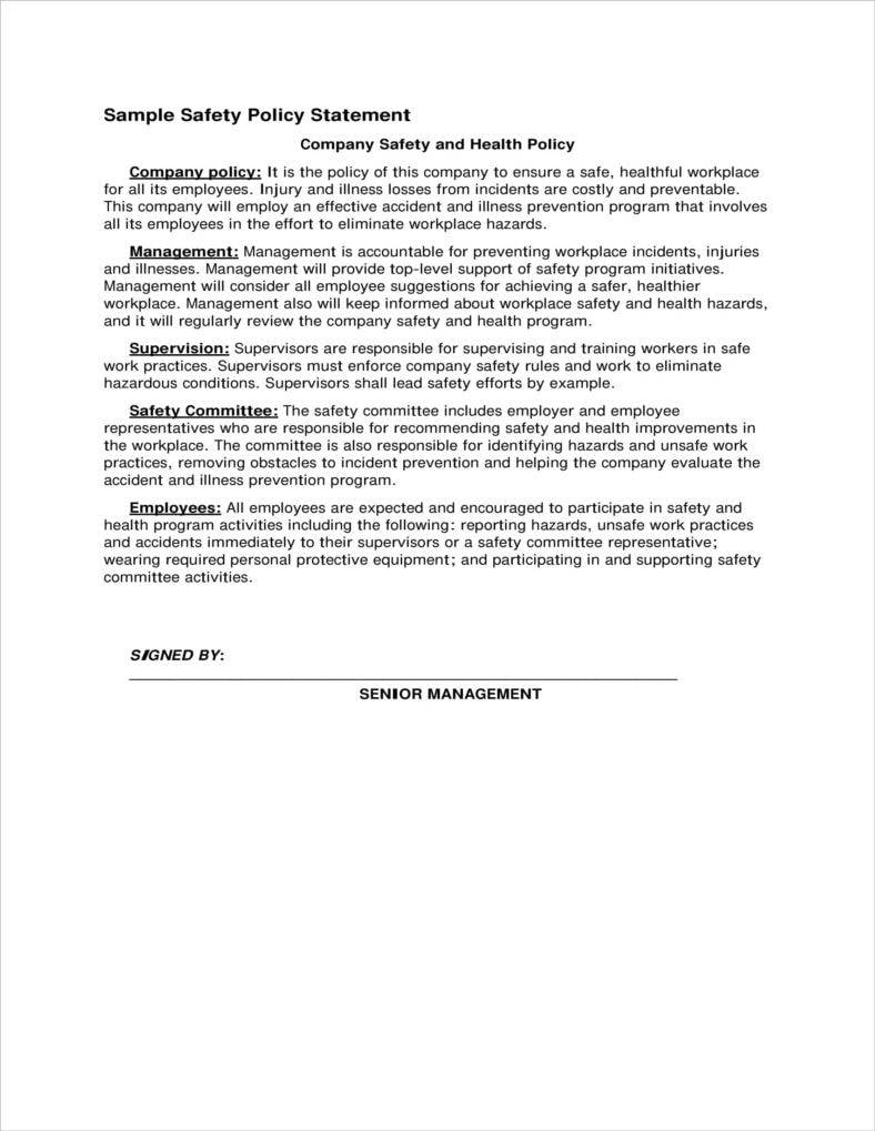 6  General Safety Policy Templates PDF Word