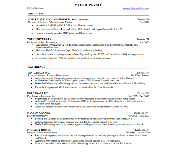 kelley school of business resume template