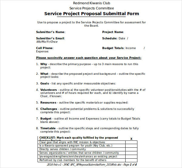 service project proposal form 1
