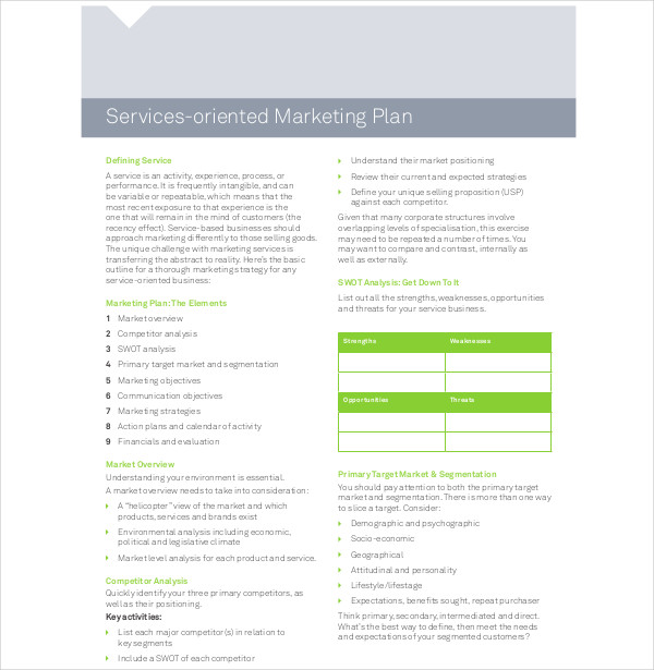 9+ Services Marketing Plan Templates PDF, Word, Docs