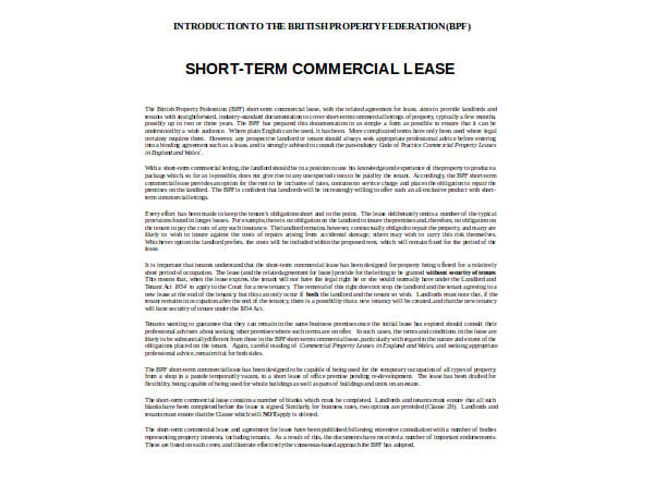 short term commercial lease