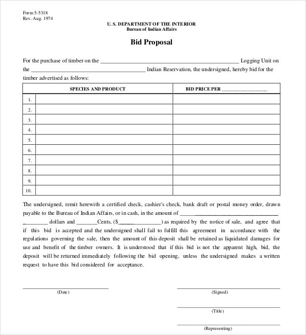 14+ Simple Bid Proposal Templates PDF, Word Free & Premium Templates