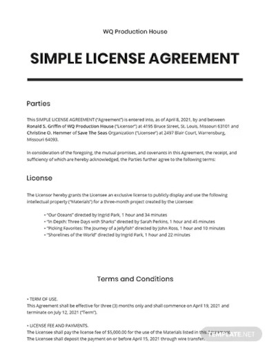 simple license agreement template