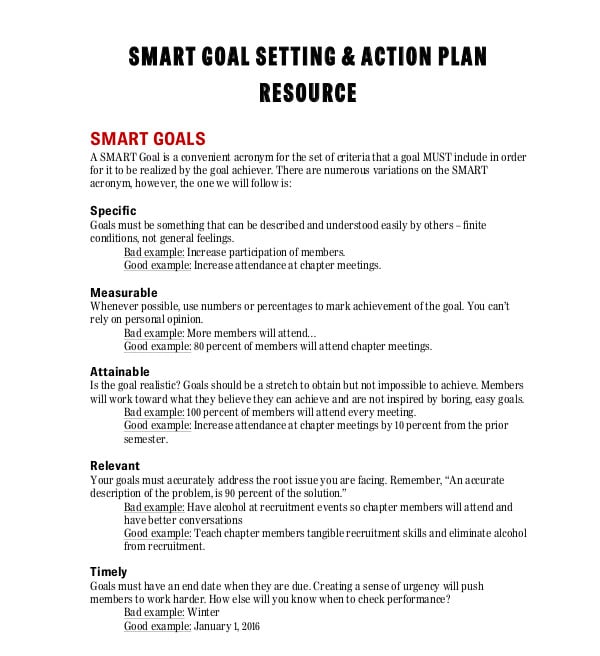 smart goal setting action plan