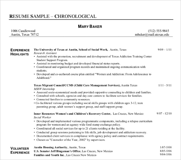 10  social worker resume templates