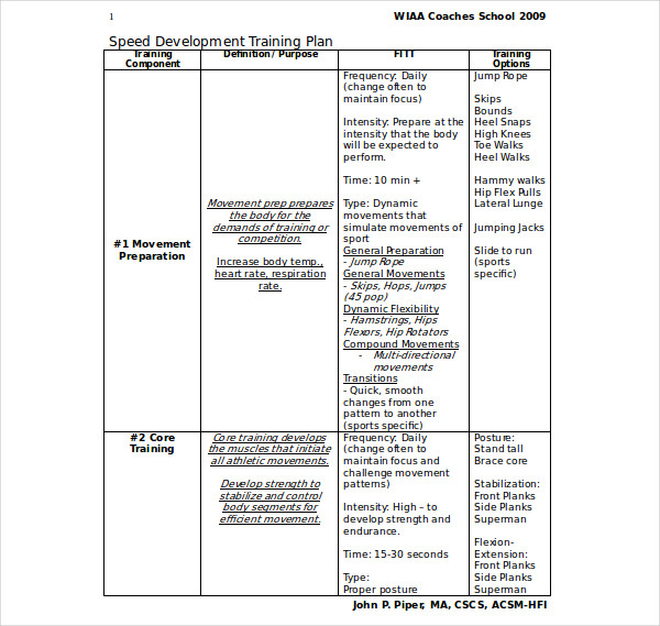 6 Workout Training Plan Templates PDF DOC