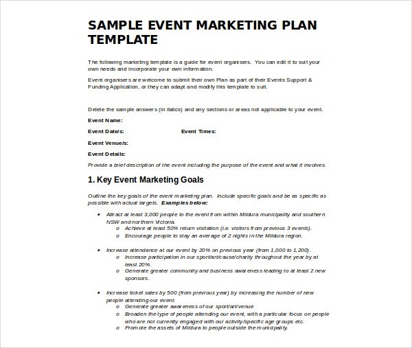 sports event marketing plan