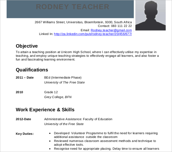 14+ Sample Teaching Curriculum Vitae Templates - PDF, DOC