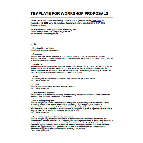 writing workshop proposals and formal reports