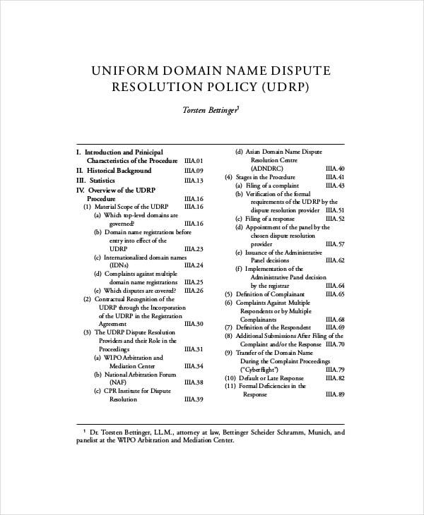 uniform domain name dispute resolution policy