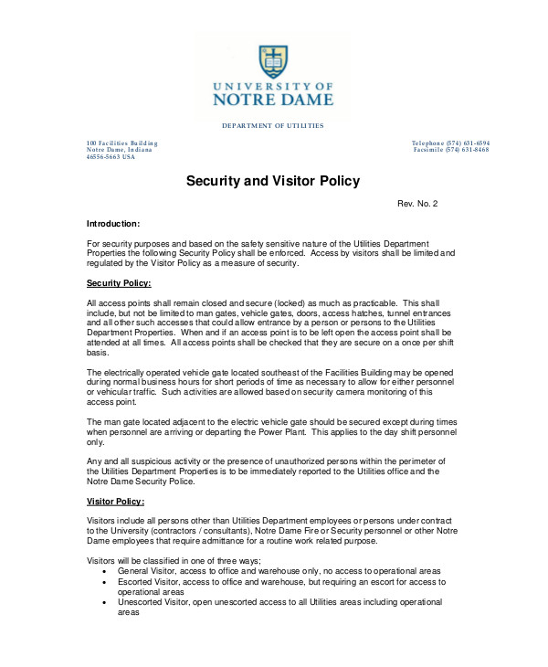 11+ Visitor Policy Templates PDF
