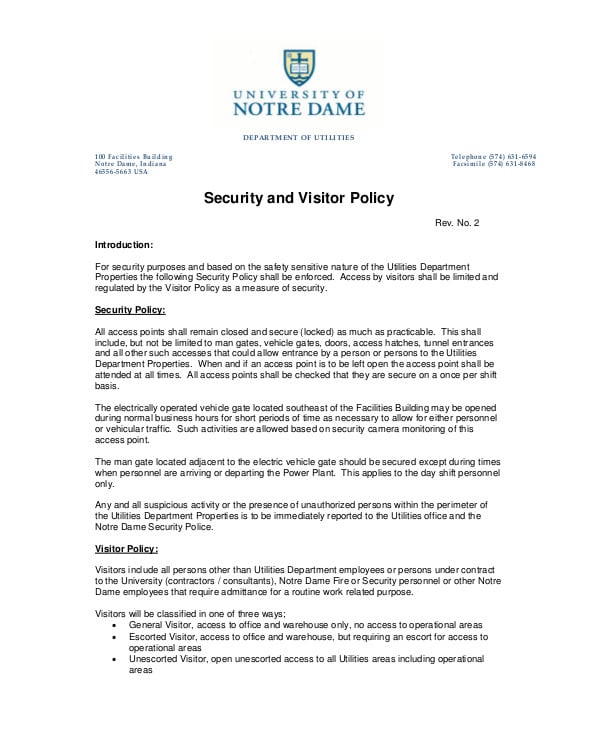 11  Visitor Policy Templates PDF