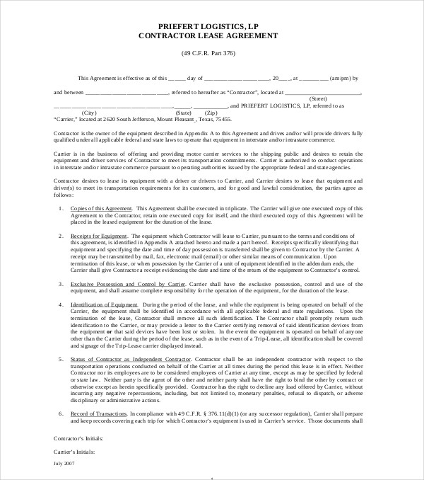 12+ Truck Lease Agreement Templates - PDF, DOC