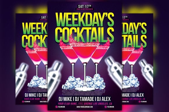 weekdays cocktails flyer template