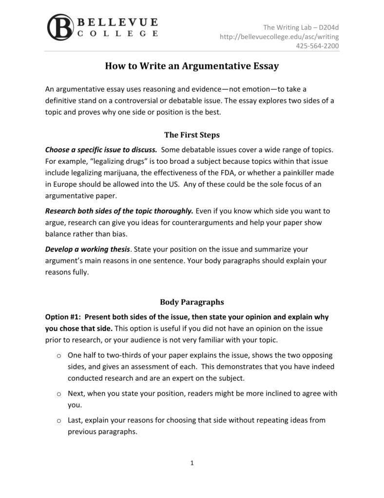 how to write an argumentative essay sample