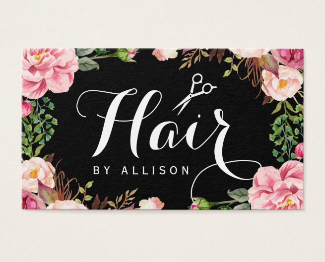 chic floral hair stylist business card